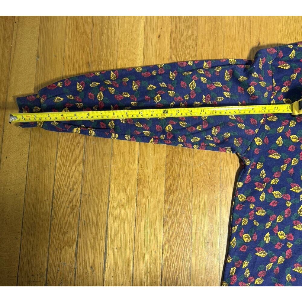 Vintage 90s Karen Scott Leaf Print Turtleneck Cottagecore Top Fits Medium (XL) - Picture 7 of 7